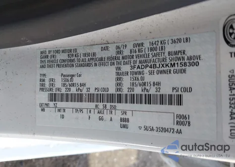 2019 Ford Fiesta Se from USA, damaged, VIN 3FADP4BJXKM158300